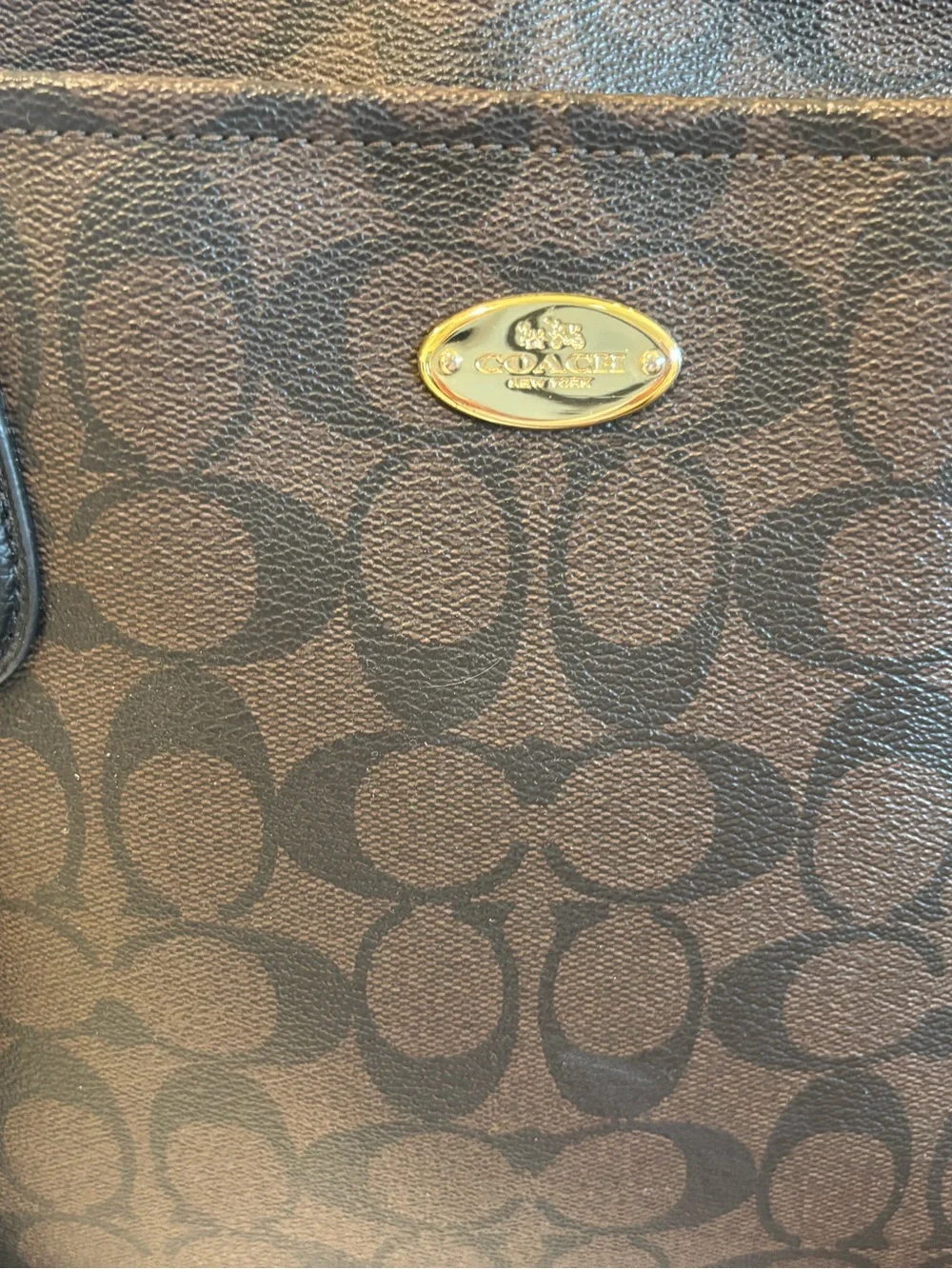 Coach Large Multi-Pocket Tote | Brown Signature Coated Canvas | Gold Hardware